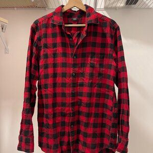 UNIQLO Men's Buffalo Check Flannel Shirt - Red/Black - Size L